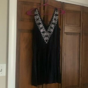 Cute navy with white brocade romper